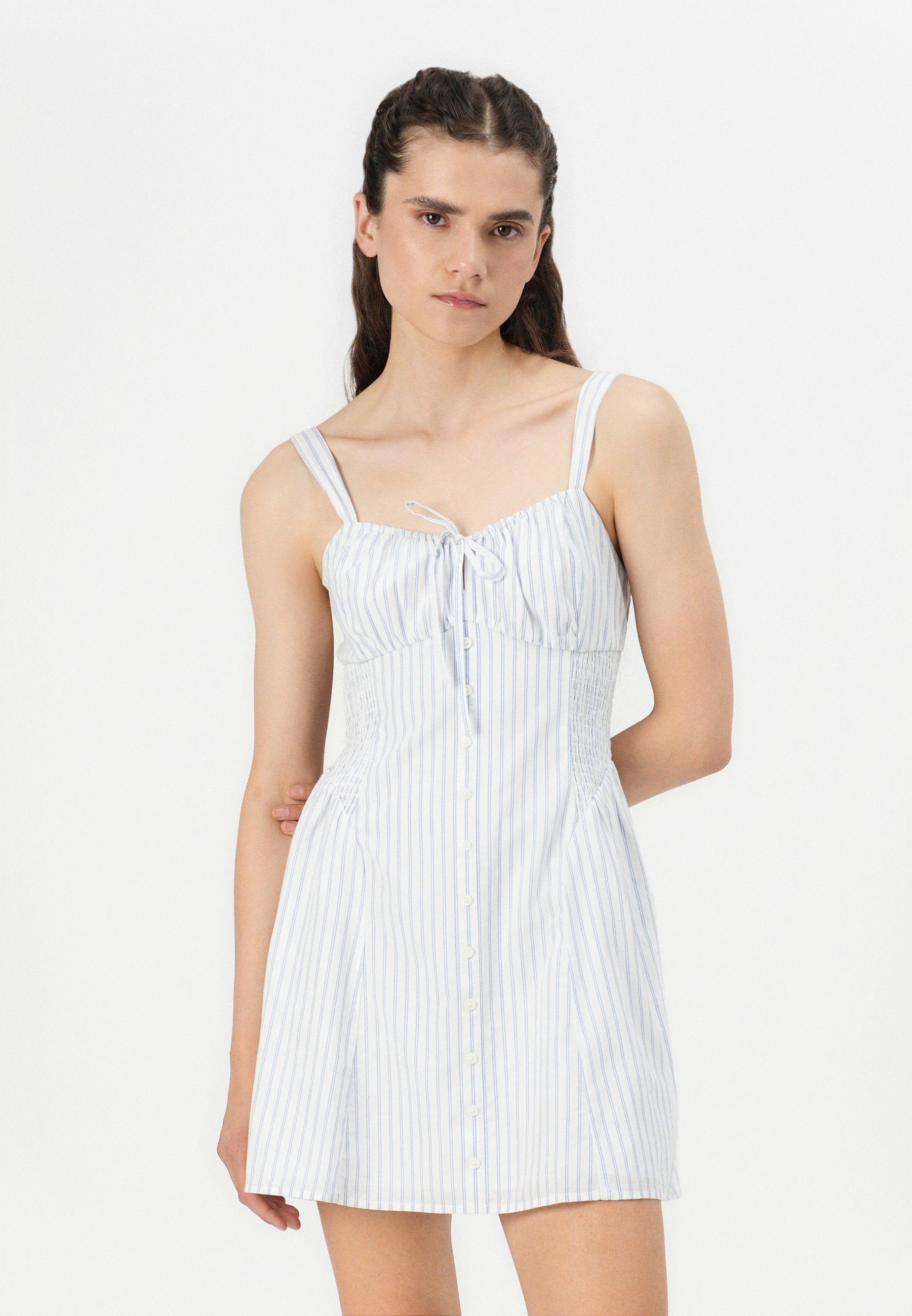 Hollister Co. BARE SOFIA DROP WAIST BUTTON FRONT MINI DRESS