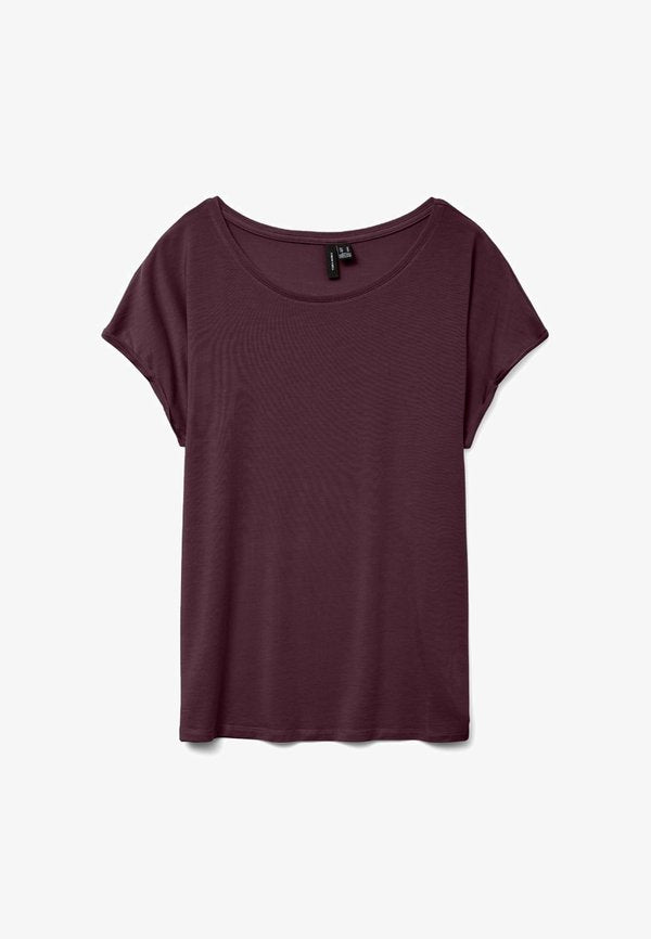 Vero Moda VMAVA PLAIN SS TOP JRS NOOS - Basic T-shirt - winetasting