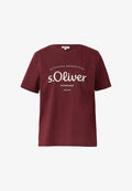 s.Oliver MIT LOGO UND SCHMUCKSTEINEN - Print T-shirt - bordeaux