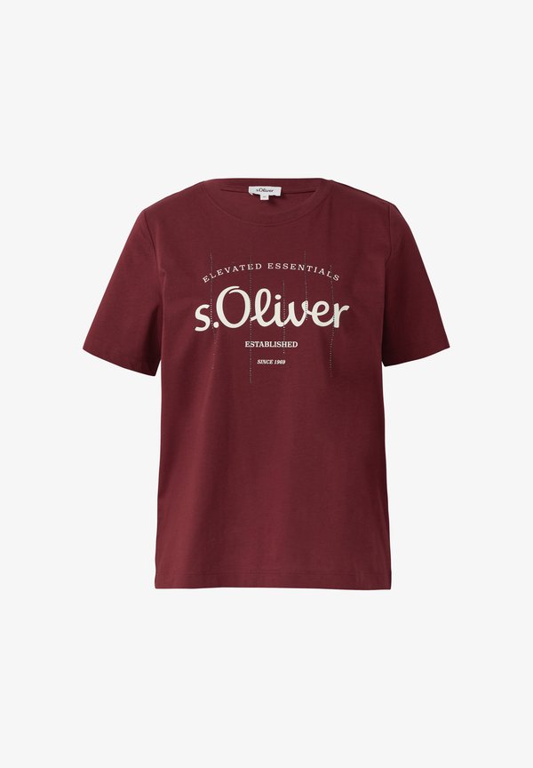 s.Oliver MIT LOGO UND SCHMUCKSTEINEN - Print T-shirt - bordeaux
