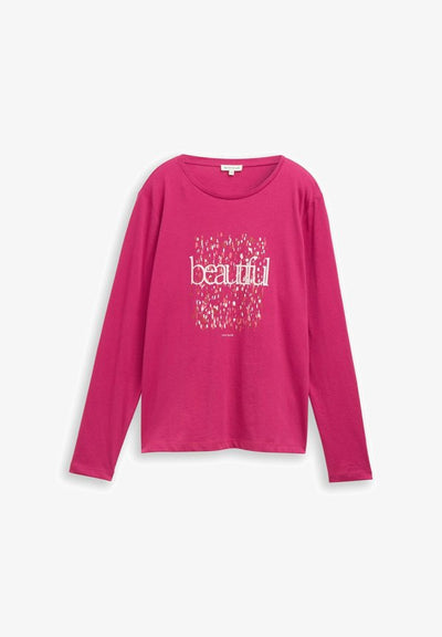 TOM TAILOR TOM TAILOR T-SHIRT LANGARMSHIRT MIT PRINT - Long sleeved top - cherry granita