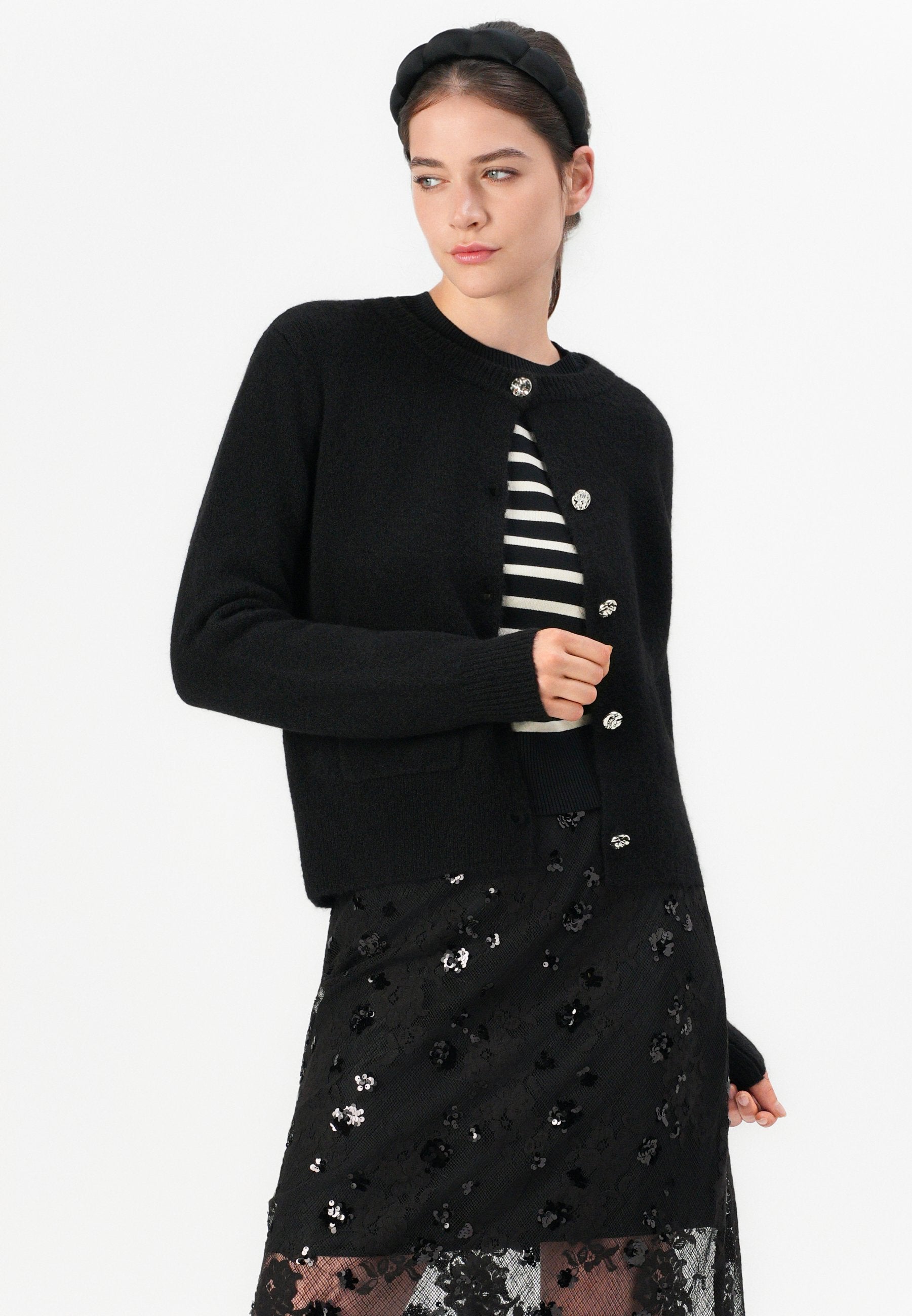 Vero Moda VMNOVI O NECK BUTTON CARDIGAN