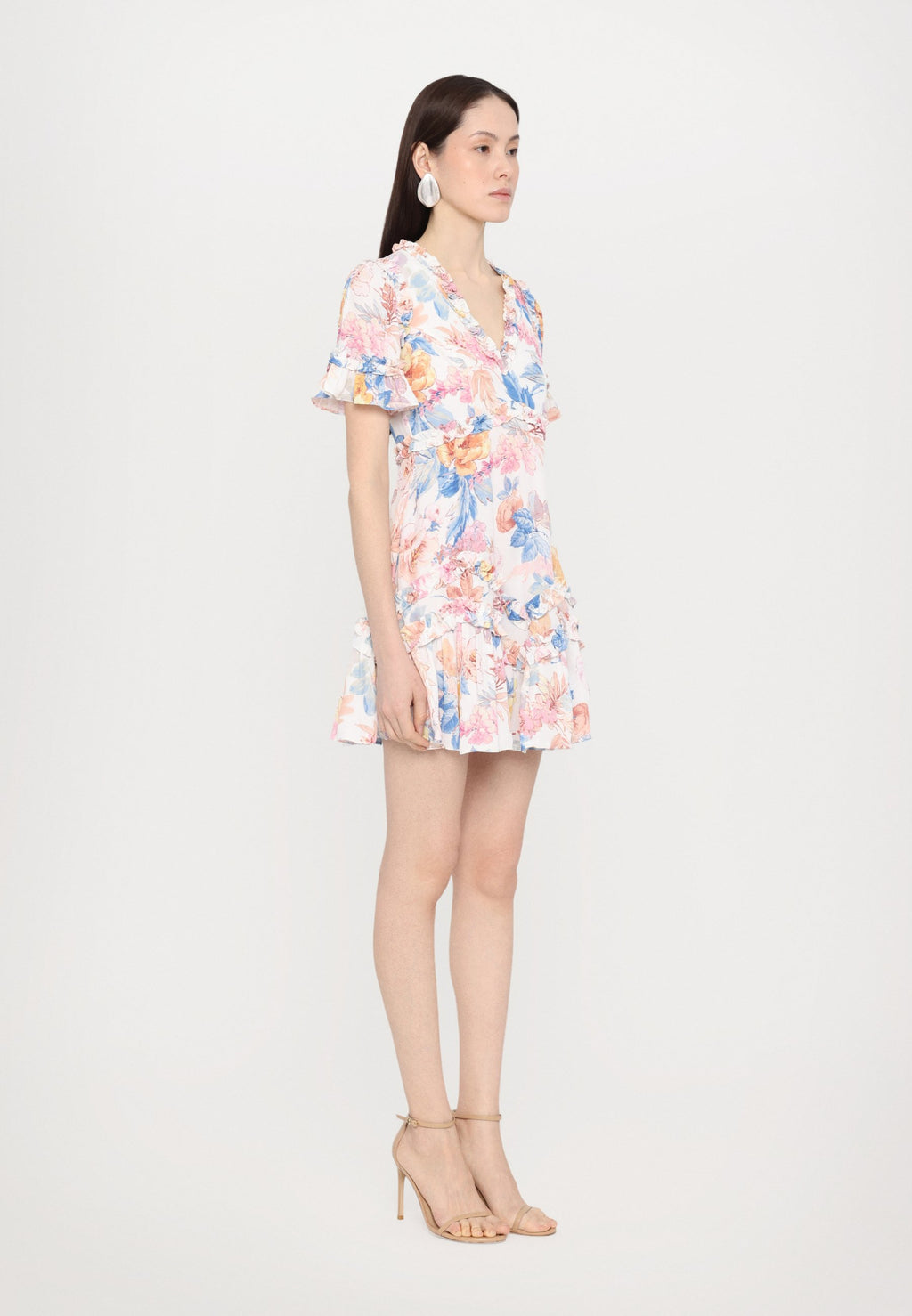 Needle & Thread MARIANNES FLORAL V NECK MINI DRESS