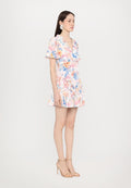 Needle & Thread MARIANNES FLORAL V NECK MINI DRESS