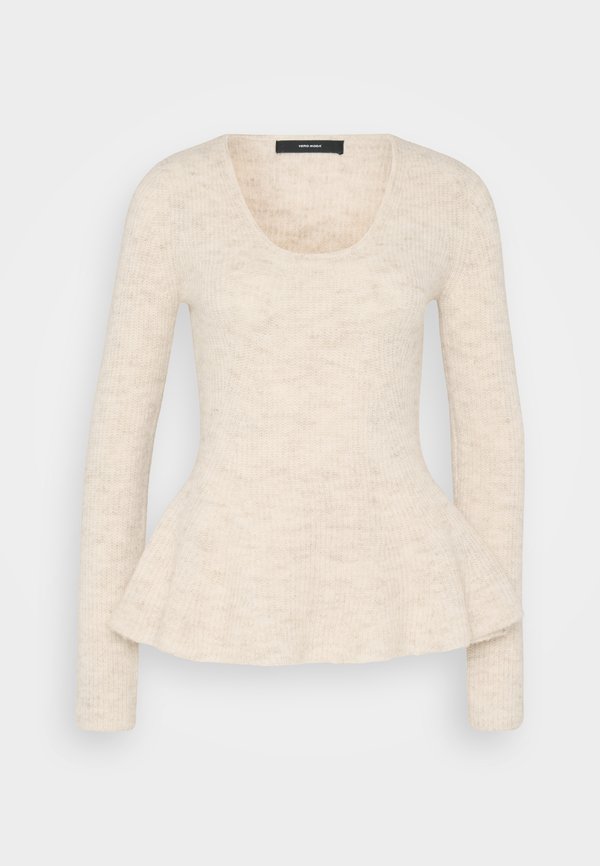Vero Moda Tall VMDESMA U NECK PEPLUM - Jumper - birch melange