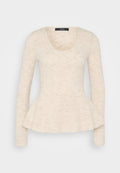 Vero Moda Tall VMDESMA U NECK PEPLUM - Jumper - birch melange