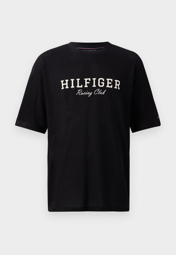 Tommy Hilfiger LOGO RELAXED MESH T-SHIRT - Print T-shirt - black
