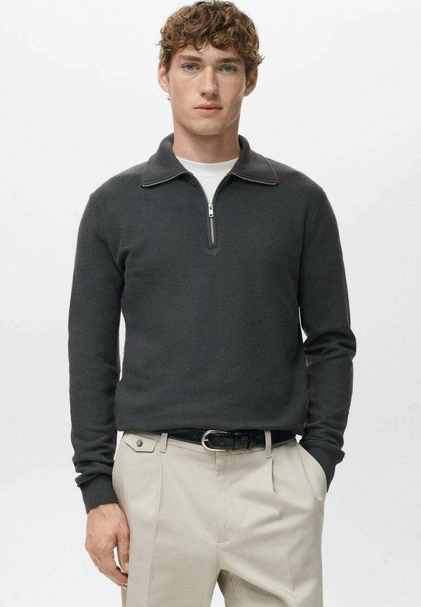 Mango Long sleeved top - gris foncé