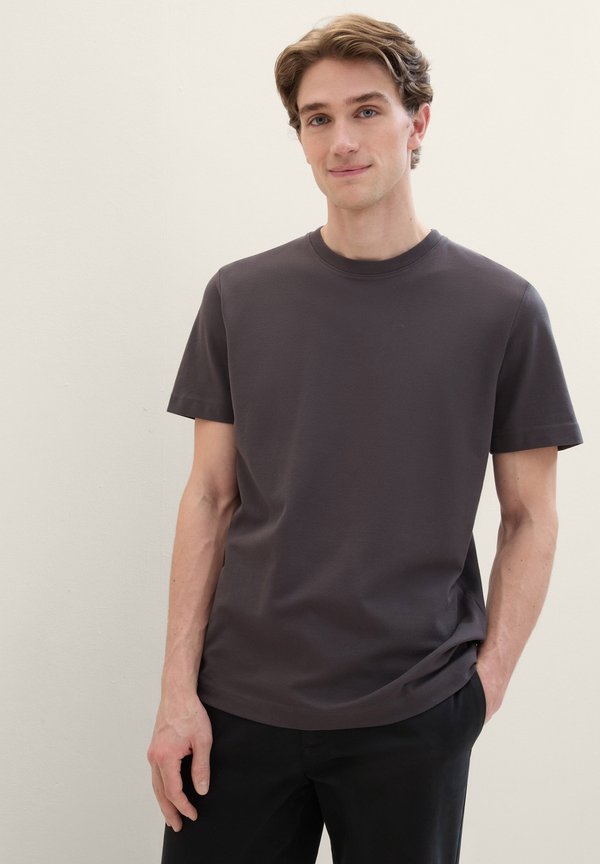 TOM TAILOR MIT STRUKTUR - Basic T-shirt - tarmac grey