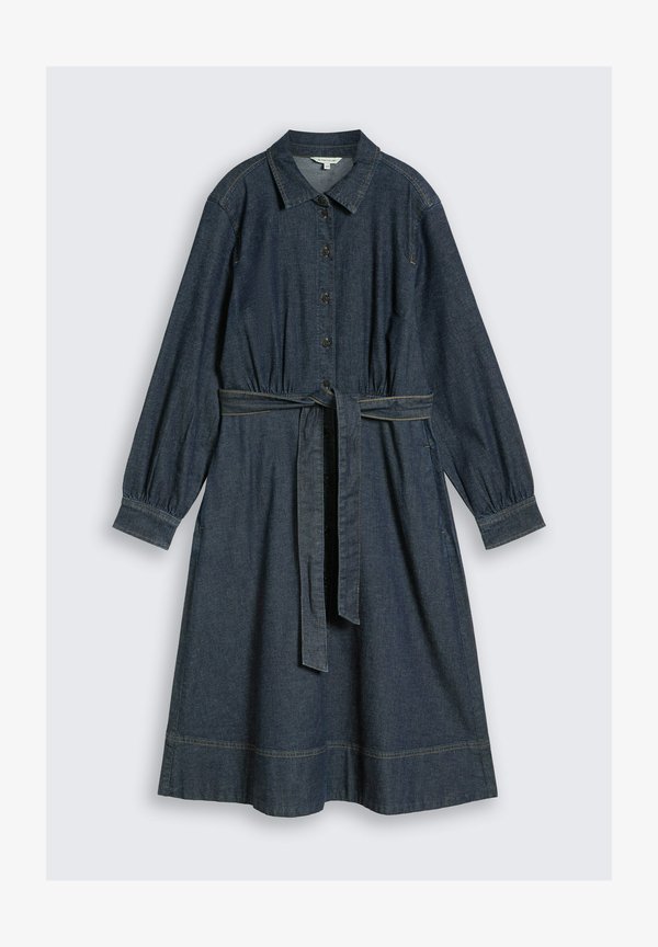 TOM TAILOR LOOSE FIT JEANSKLEID MIT GÜRTEL - Denim dress - blue rinse denim