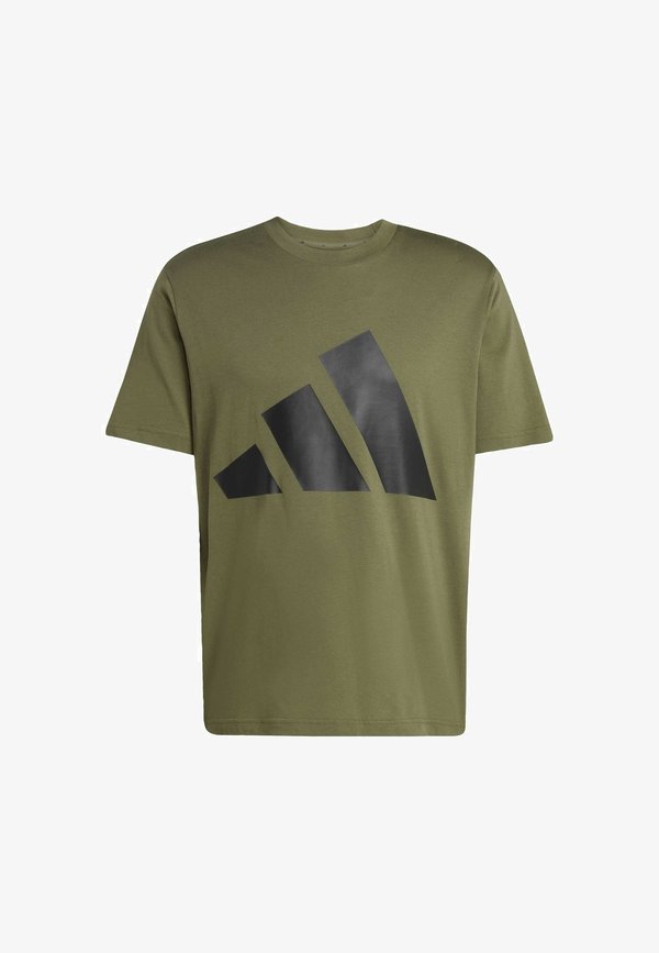 adidas Sportswear ESSENTIALS BIG LOGO SINGLE - Print T-shirt - olive strata   black