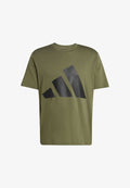 adidas Sportswear ESSENTIALS BIG LOGO SINGLE - Print T-shirt - olive strata   black
