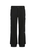 Schwarze Cargo-Hosen mit lockerer Passform, aus strapazierfähigem Stoff. Merkmale sind Reißverschluss-Taschen, elastische Bündchen und ein Logopatch.