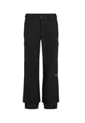 Schwarze Cargo-Hosen mit lockerer Passform, aus strapazierfähigem Stoff. Merkmale sind Reißverschluss-Taschen, elastische Bündchen und ein Logopatch.