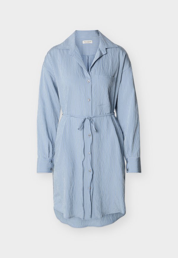 Marc O'Polo SHIRT DRESS ROUND HEM BELT COLLAR SLEEVE STRUCTURED STRIPE
