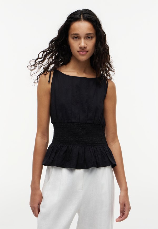 Tommy Hilfiger SMOCKED SHOULDER TIE NS TOP - SMOCKING WITH TIE - Top - black
