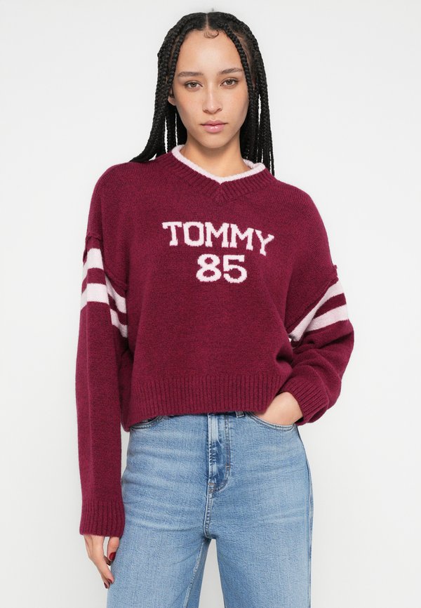 Tommy Jeans INTARSIA LOGO V-NECK RELAXED JUMPER