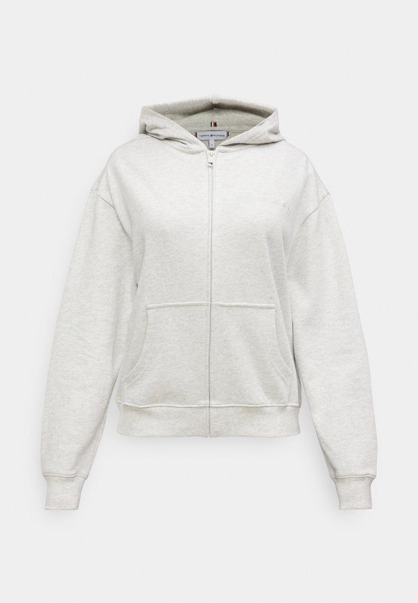 Tommy Hilfiger ESSENTIAL LOGO ZIP-THRU LOUNGE HOODY - Pyjama top - warm ice/grey heather