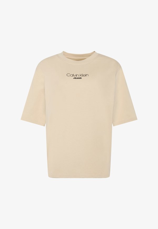 Calvin Klein Jeans CALVIN KLEIN JEANS OVERSIZED LOGO T-SHIRT - Print T-shirt - oatmeal