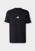 adidas Sportswear ESSENTIALS THREE STRIPES SINGLE - Print T-shirt - black/team dark green/white/better scarlet