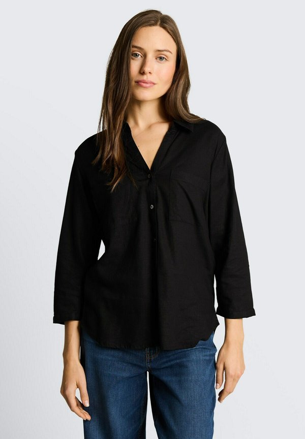 TOM TAILOR BLOUSE SHIRT - Button-down blouse - deep black