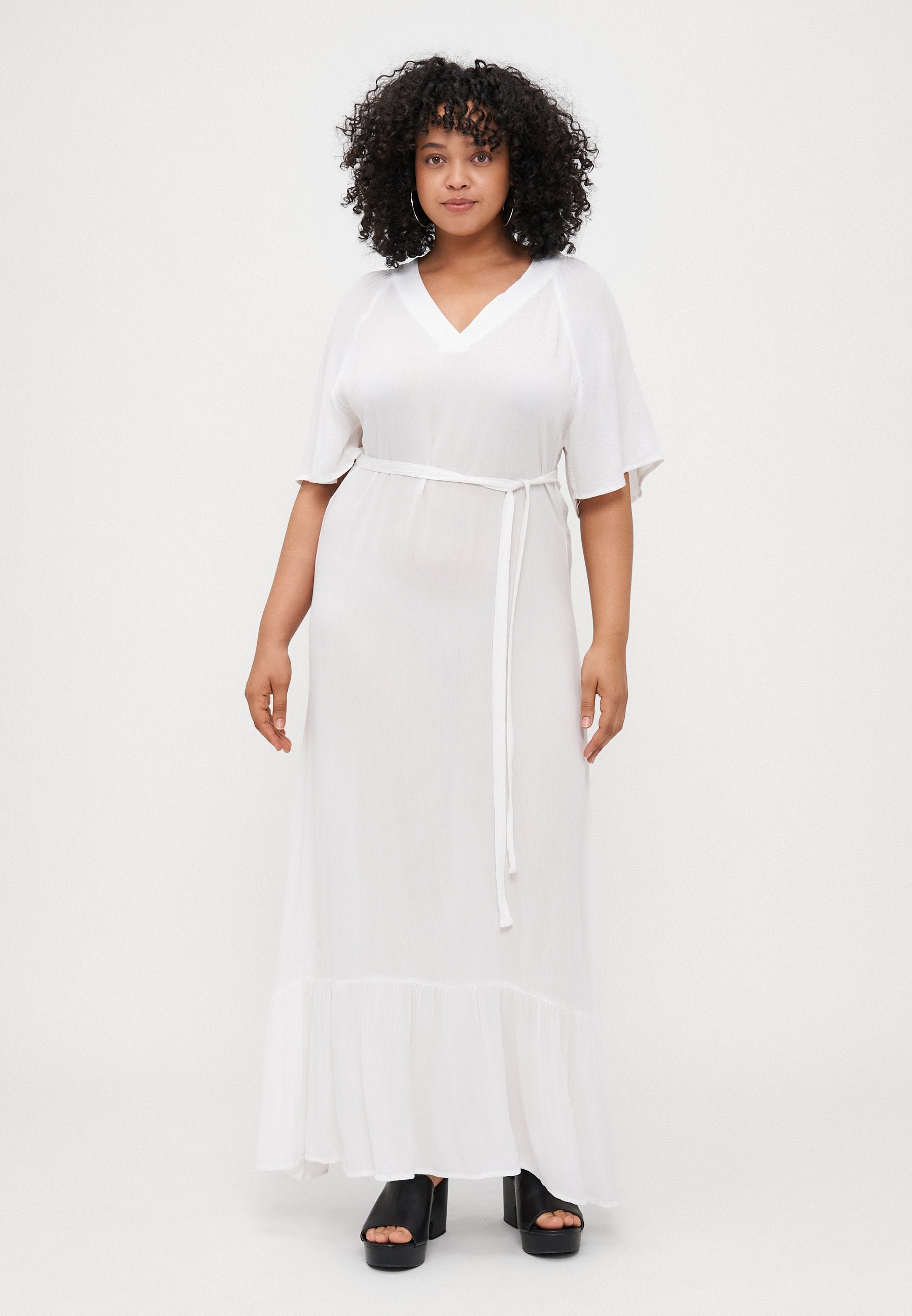 CARCIKKA FLOWY V NECK LONG DRESS Media 3
