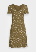 TOM TAILOR PRINTED DRESS - Jersey dress - olive small floral design