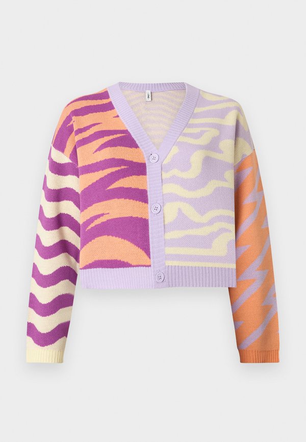 ONLY ONLJAYDI MIX V NECK - Cardigan - pastel lilac/cattleya orchid/pastel yellow