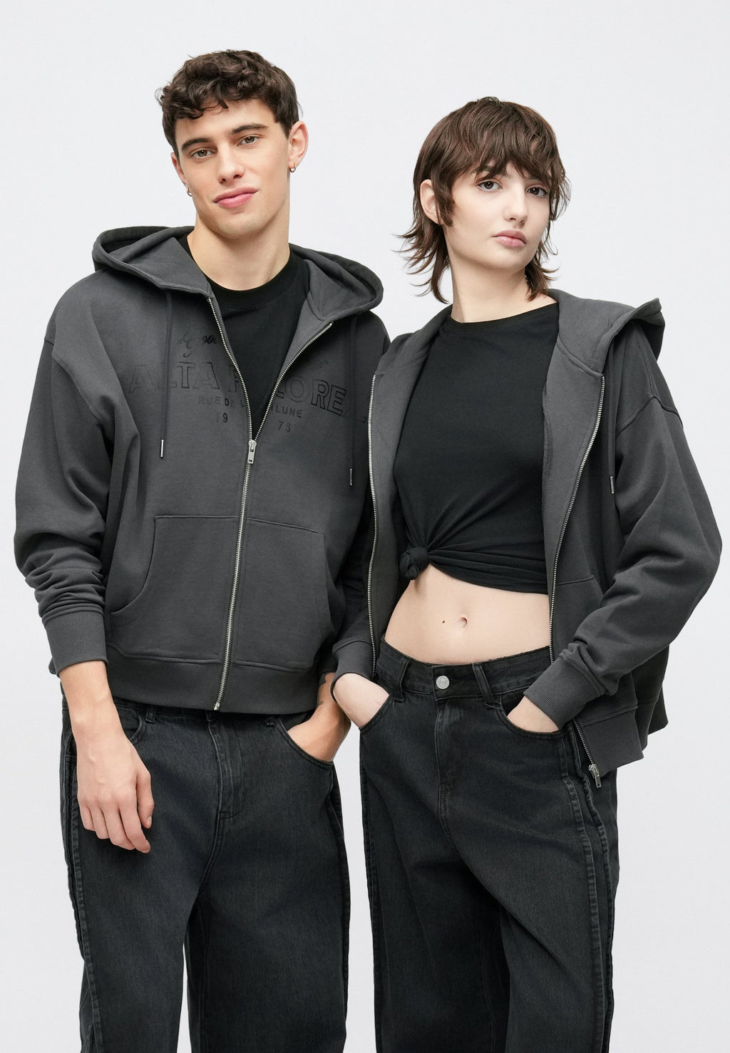 YOURTURN UNISEX RELAXED FIT ZIP-UP HOODIE
