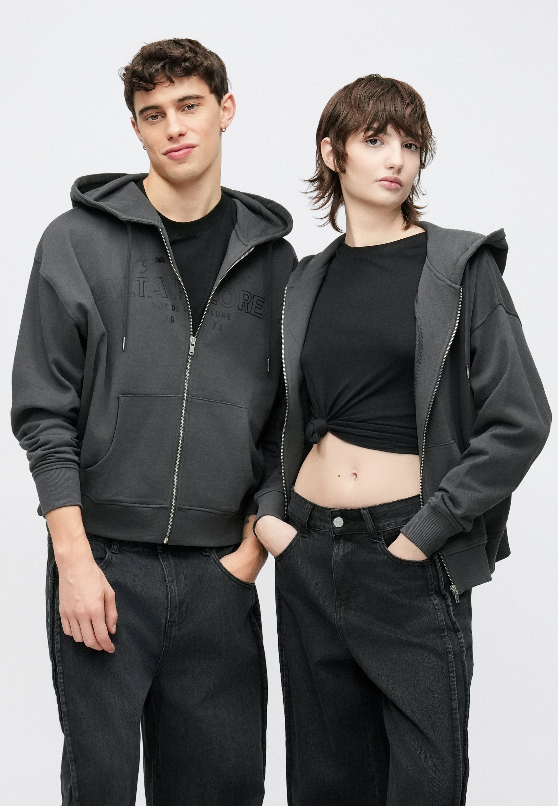 YOURTURN UNISEX RELAXED FIT ZIP-UP HOODIE