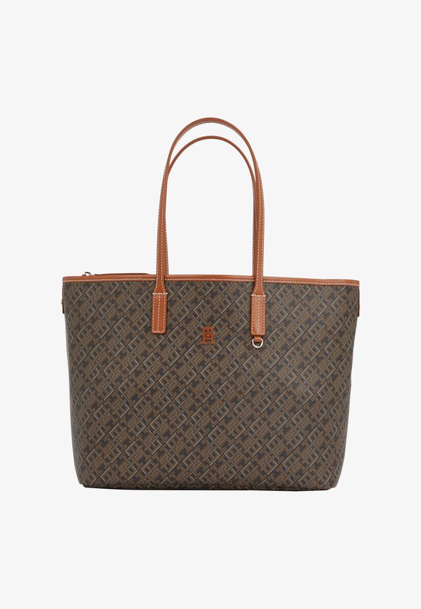 Tommy Hilfiger TH MONOPLAY TOTE BAG WITH LEATHER - Handbag - black