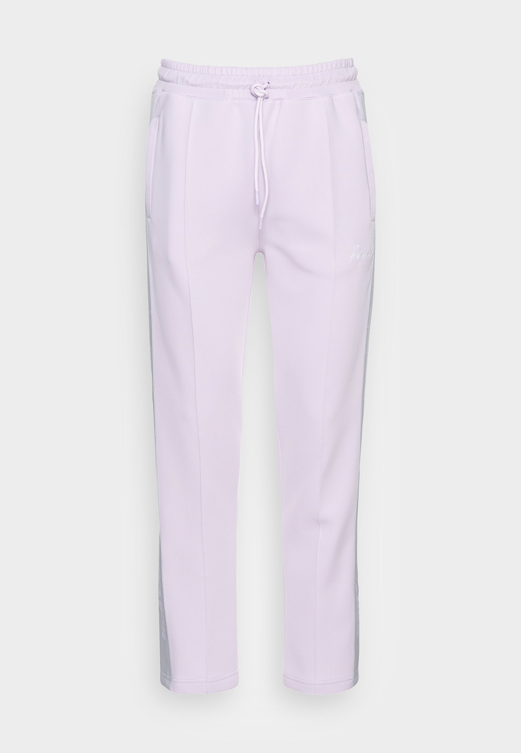 Hellblau Sporthose mit elastischem Bund, Kordelzug, zwei seitlichen Taschen und Slim-Fit-Design. Glatte Stoffstruktur.