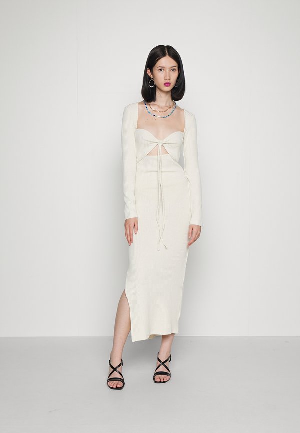 NA-KD TIE NECK LONG SLEEVE DRESS