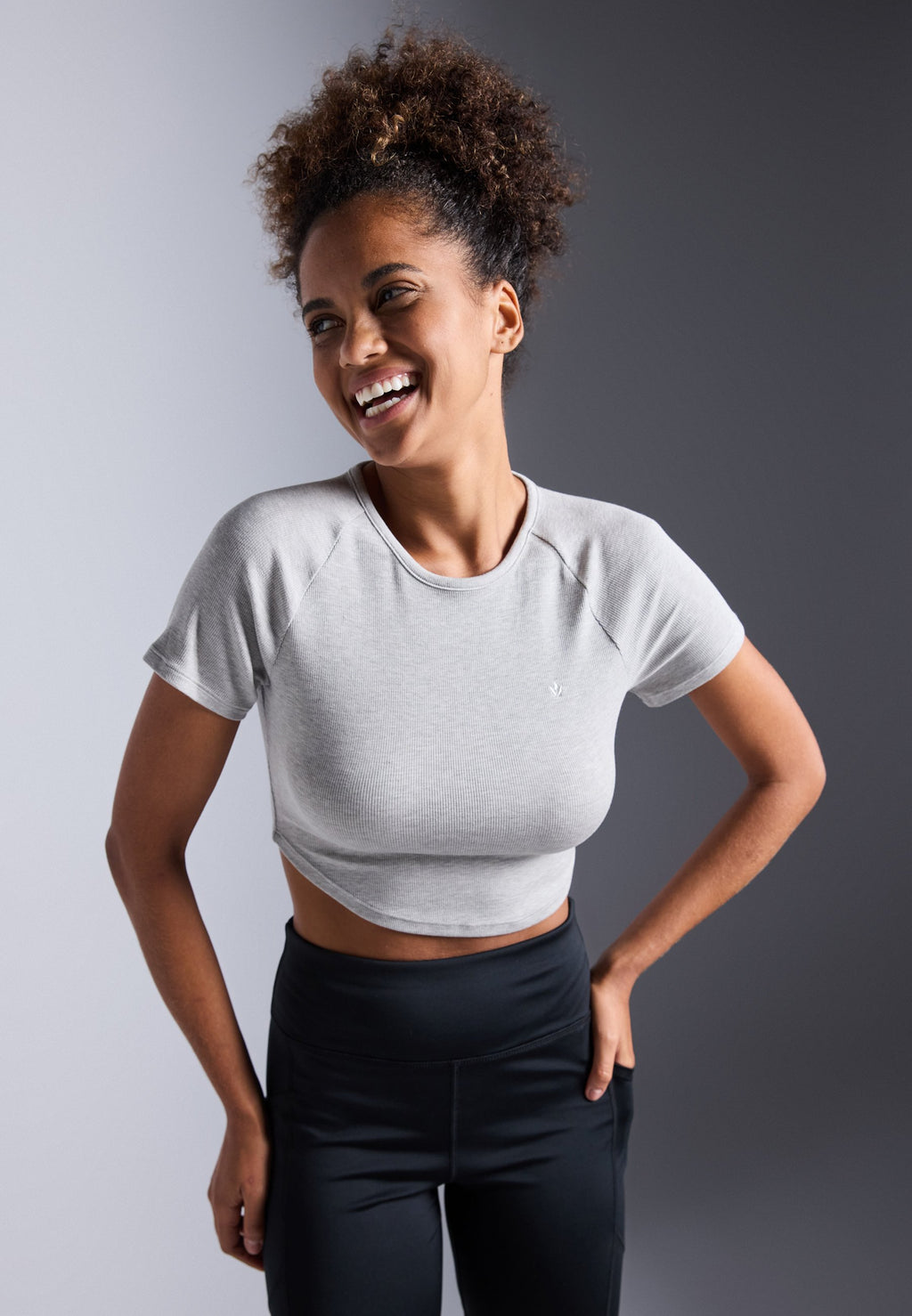 Even&Odd active ESSENTIAL CROPPED FINE RIB T SHIRT