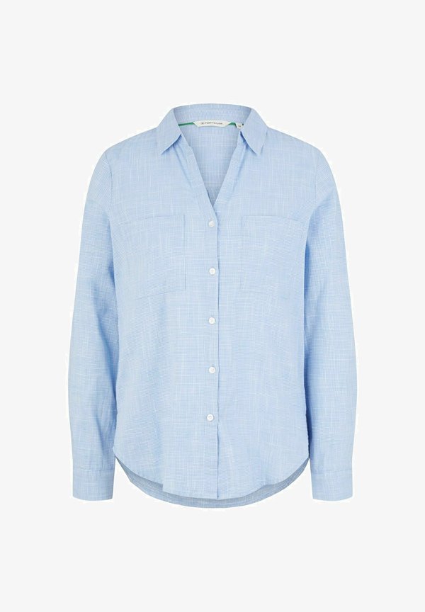 TOM TAILOR LANGARM WITH SLUB STRUCTURE - Button-down blouse - blau