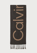 Calvin Klein EMBLEM BOLD LOGO FRINGE WOVEN SCARF UNISEX - Scarf - black