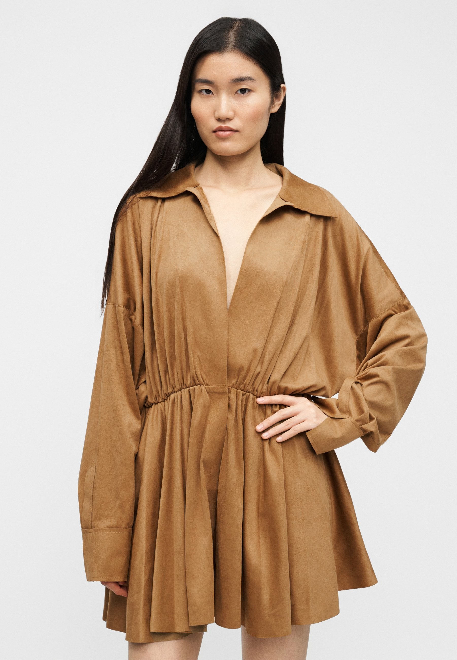 Norma Kamali SUPER OVERSIZED FLARED MINI DRESS