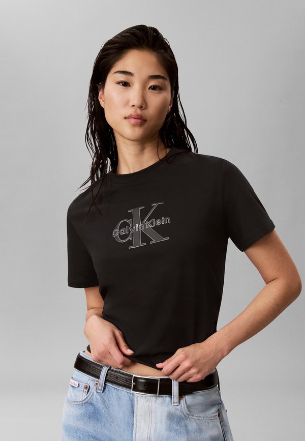 Calvin Klein Jeans CLASSIC GLITTER MONOLOGO TEE - Print T-shirt - black