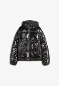 Bershka SHINY PUFFER WITH HOOD - Winter jacket - black