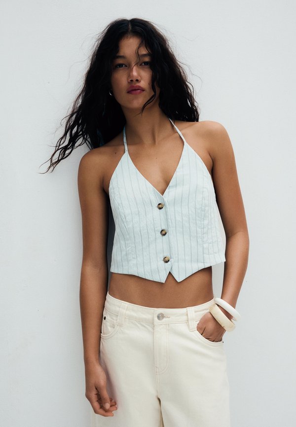 Bershka WAISTCOAT - Waistcoat - light blue