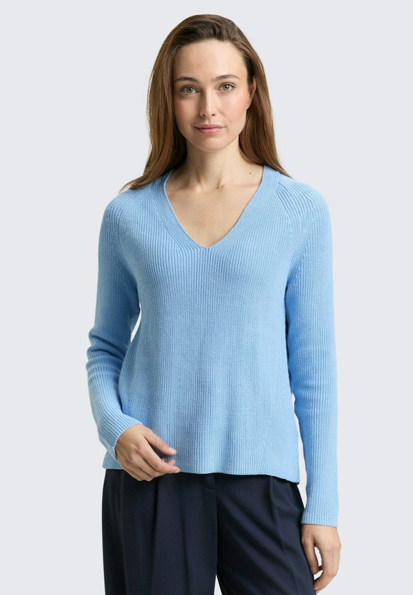 TOM TAILOR PULLOVER MIT V-AUSSCHNITT - Jumper - light fjord blue