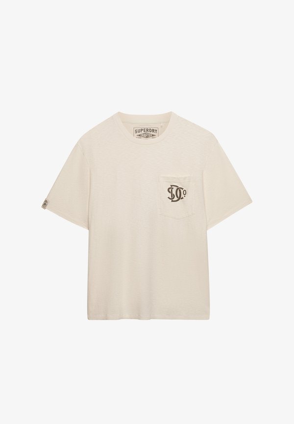 Superdry & Co THE MERCHANT STORE - GRAPHIC POCKET - Print T-shirt - riff white