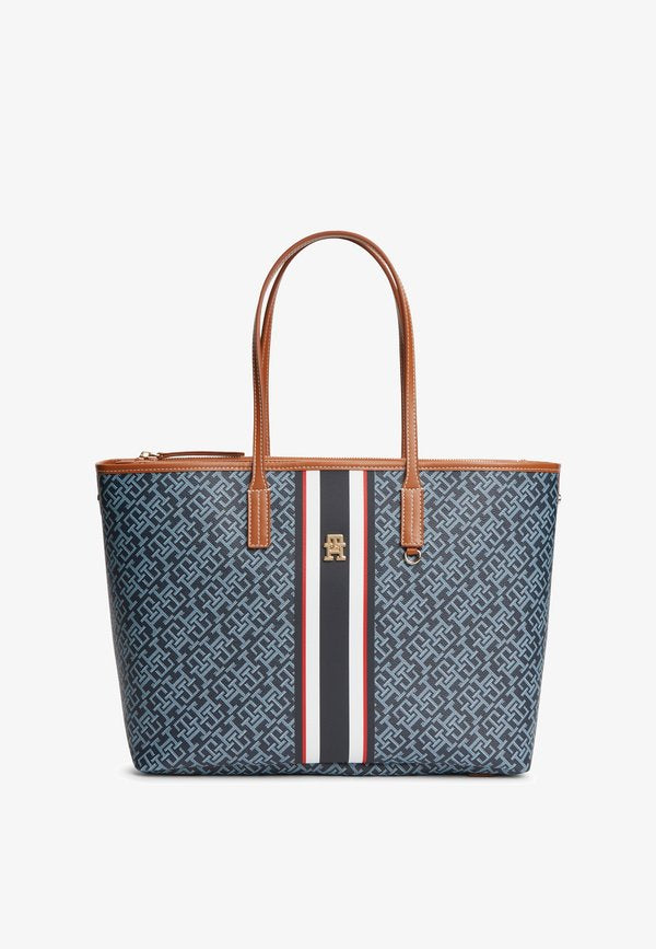 Tommy Hilfiger TH MONOPLAY TOTE STRIPE LE - Handbag - blue mix
