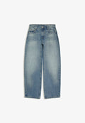 Bershka LOW-RISE BARREL - JEANS - Wide Leg - dark blue