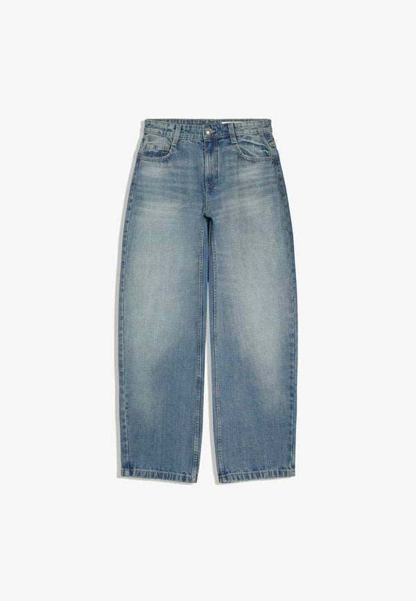 Bershka LOW-RISE BARREL - JEANS - Wide Leg - dark blue