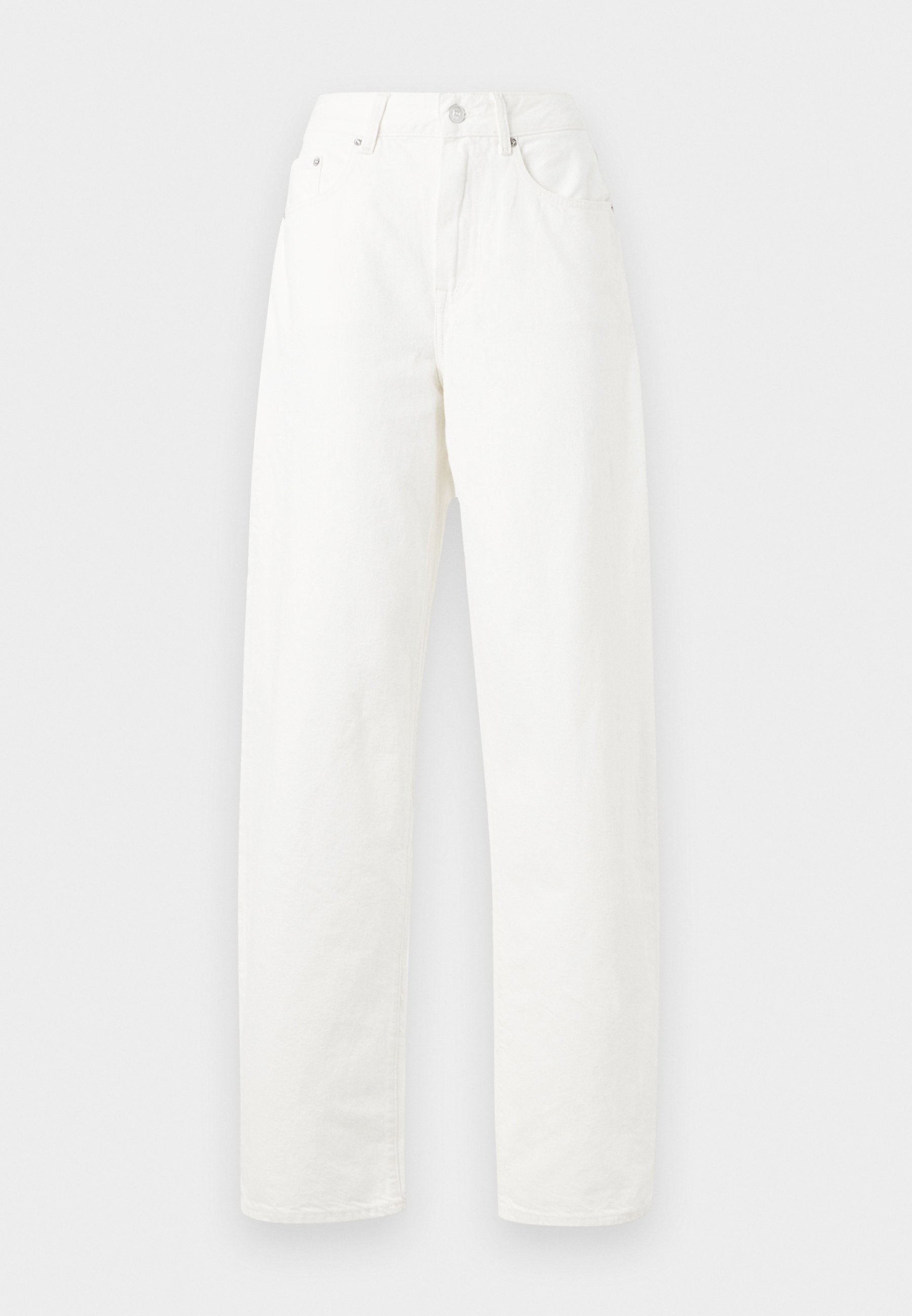 MID RISE TAPERED BARREL LEG WHITE JEANS Media 1