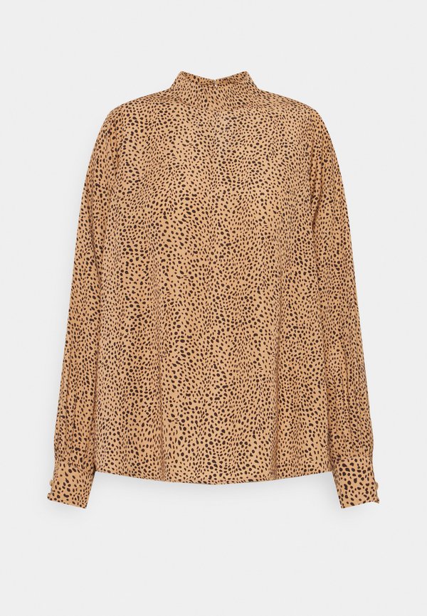 IN THE STYLE BILLIE FAIERS LEOPARD PRINT HIGH NECK BALLOON SLEEVE