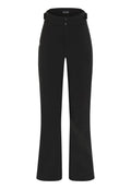 Schwarze Outdoor-Hosen mit einem Bund, zwei Knöpfen und strukturierten Knietafeln. Das Material ist glatt mit leichtem Stretch für zusätzlichen Komfort.
