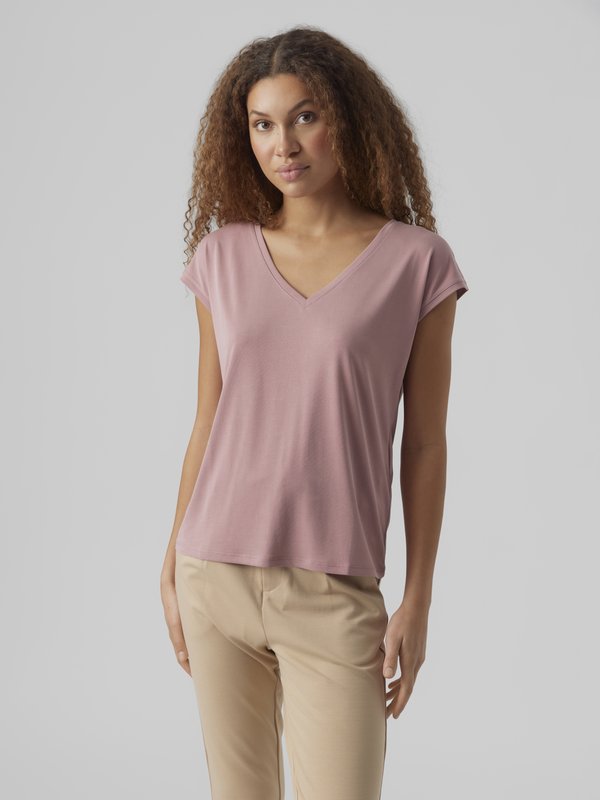 Vero Moda VMFILLI V NECK TEE - Basic T-shirt - nostalgia rose