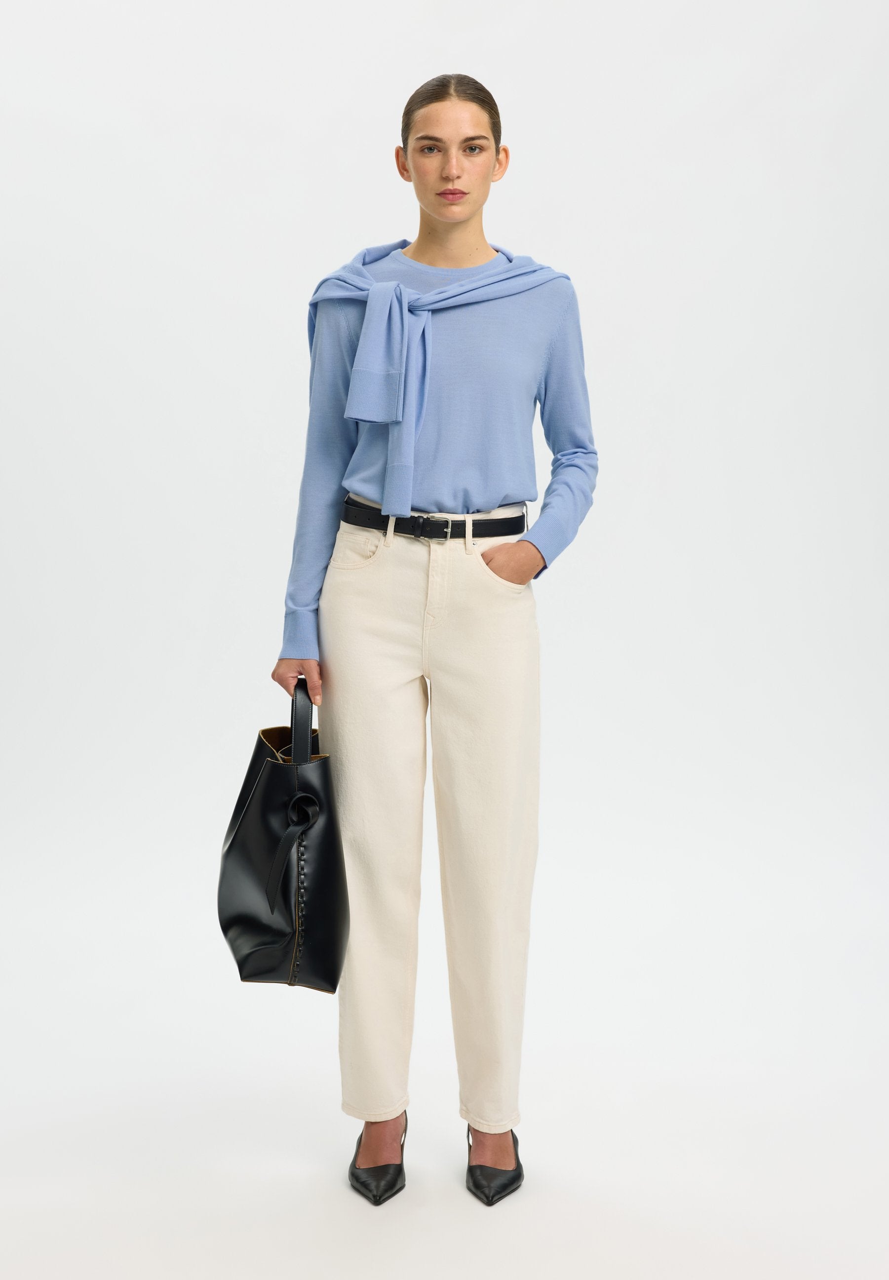 Selected SLFTHEA LS KNIT MERINO O-NECK NOOS